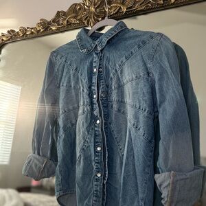 Vintage Denim Button-Up Women's Tunic